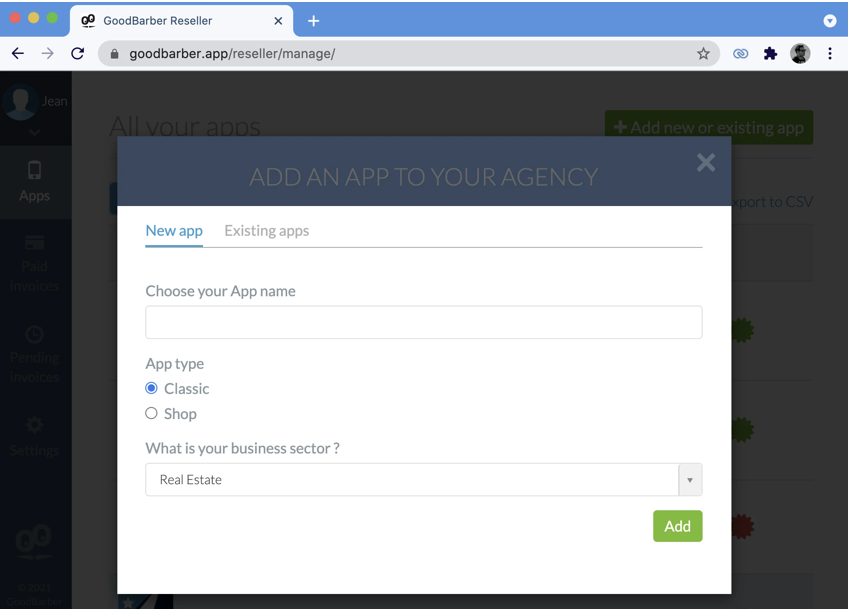 Add an app to your Reseller Dashboard