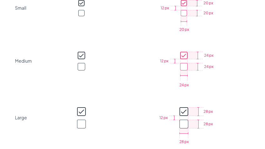 Checkboxes height & width