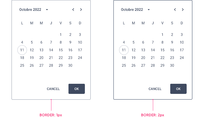 Border on PWA date picker