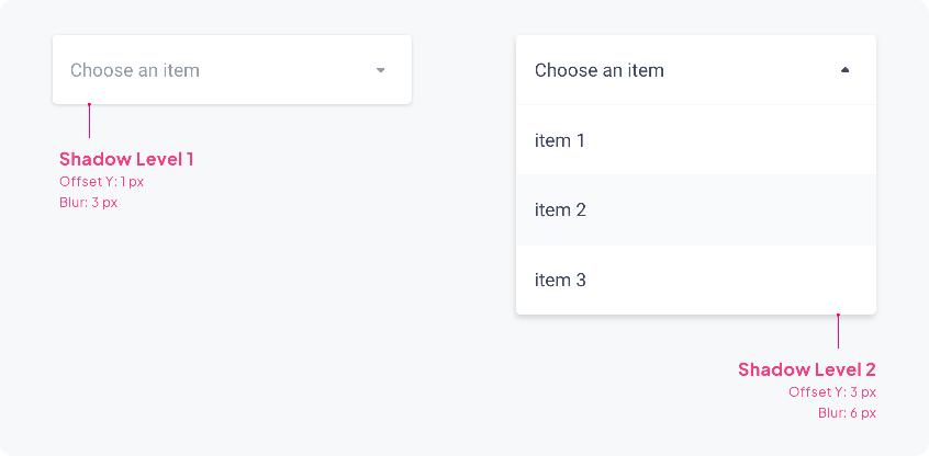 Drop shadow level 1&2 on dropdown