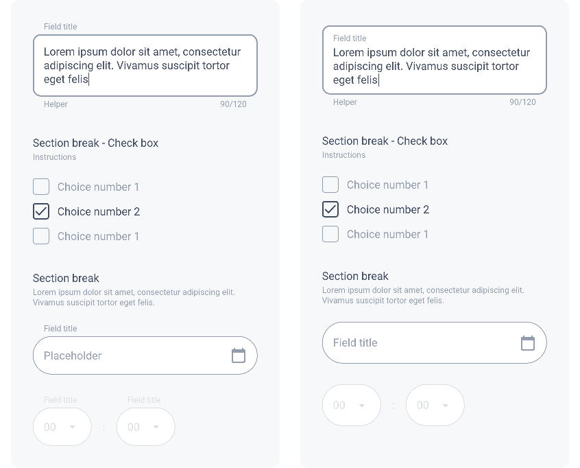 Form components with round style